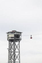 Cableway Against Cloudy Sky