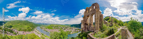 Panorama von Grevenburg und Traben-Trarbach an der Mosel, Rheinland-Pfalz Obraz na płótnie