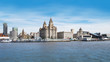 Liverpool waterfront buildings including Royal Liver Building and cruise terminal