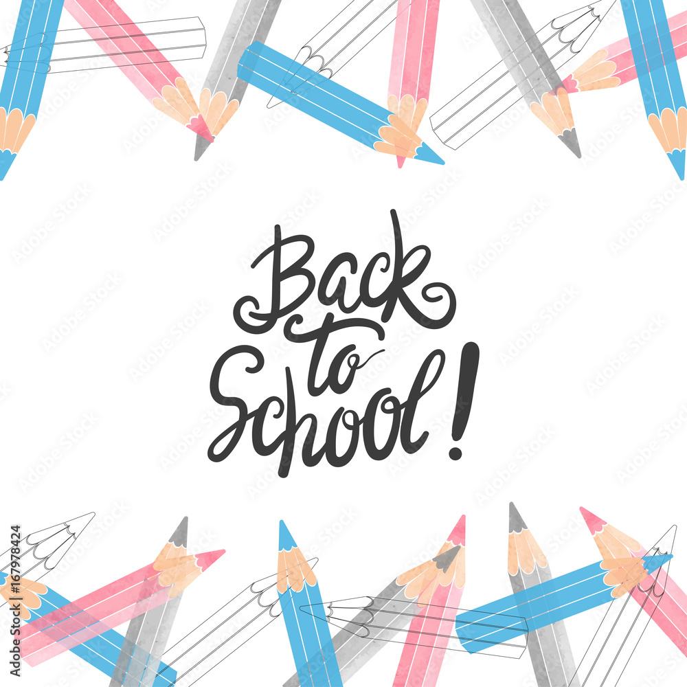 Welcome back to school vector illustration with pencils. Stock Vector ...