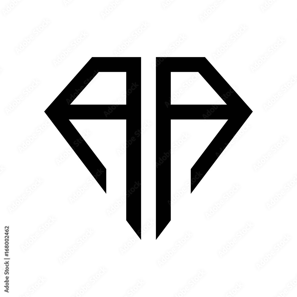 initial letters logo aa black monogram diamond pentagon shape Stock ...