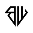 initial letters logo bw black monogram diamond pentagon shape