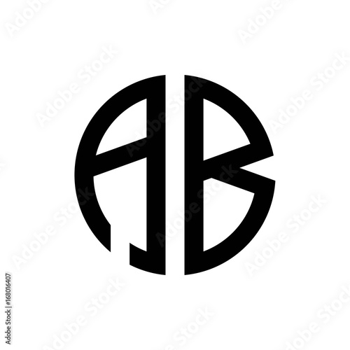 initial letters logo ab black monogram circle round shape vector - Buy