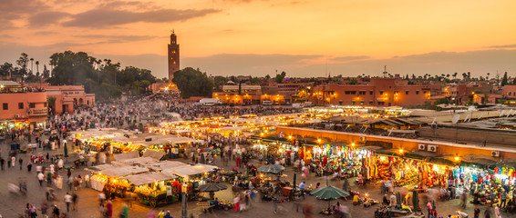 jamaa el fna market square, marrakesh, morocco, north africa. jemaa el-fnaa, djema el-fna or djemaa 