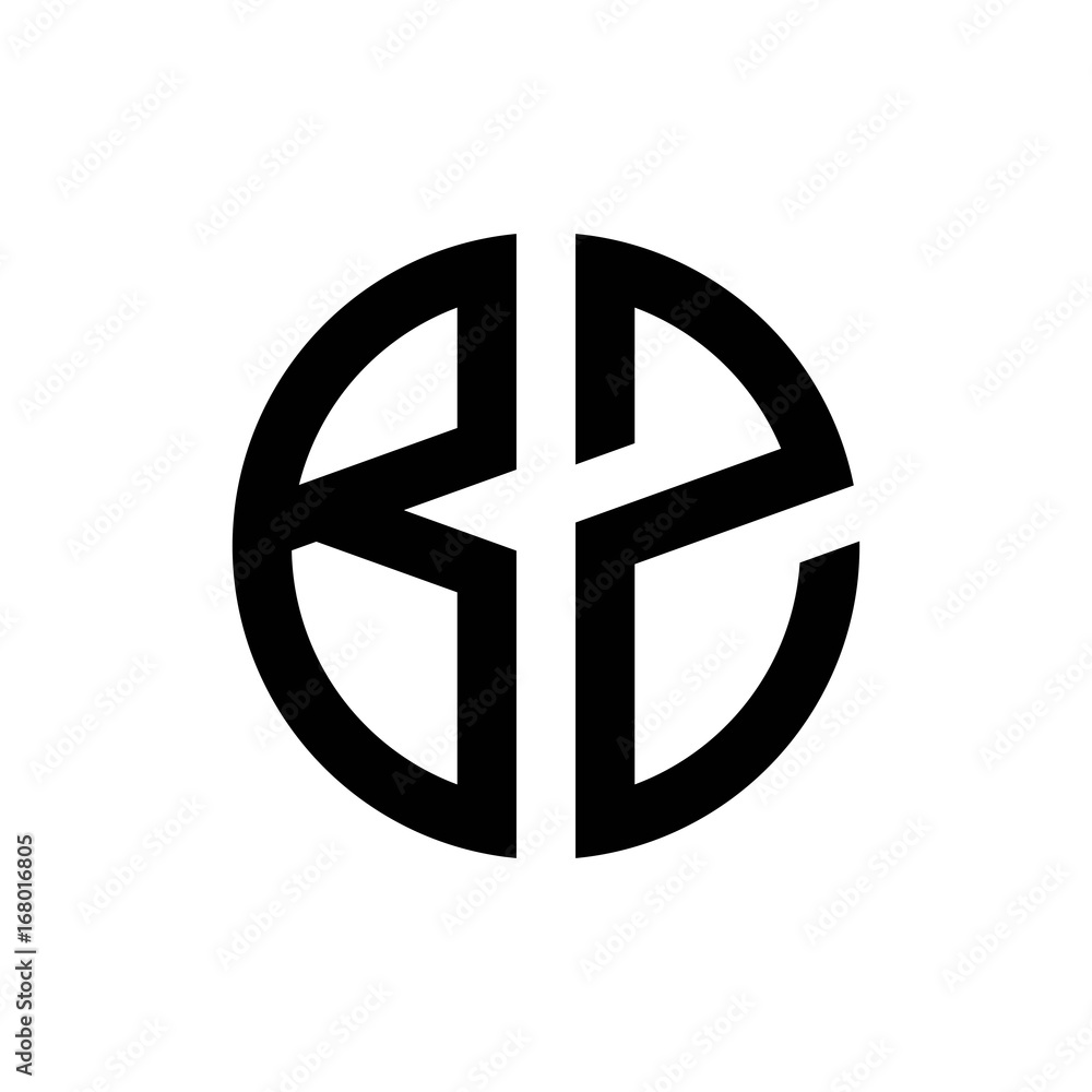 initial letters logo bz black monogram circle round shape vector Stock ...