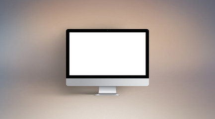 Wall Mural - desktop with blank computer screen. front view mock up.