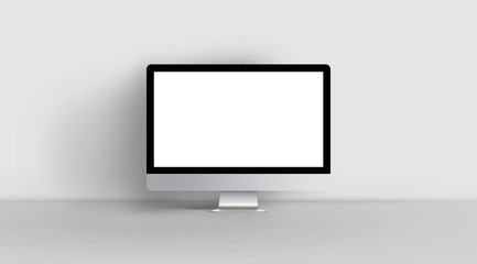 Wall Mural - desktop with blank computer screen. front view mock up.
