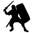 Medieval warrior knight vector silhouette