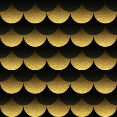 Wall Mural - Abstract seamless geometric pattern with black and gold texture squama.