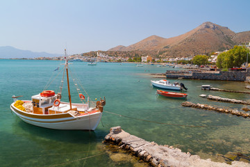 Poster - Fishing boats at the coast of Crete, Greece