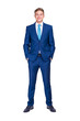 © Wisiel - business, people and office concept - happy smiling businessman in blue suit