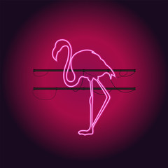 Wall Mural - Flamingo. Neon sign. Vector illustration.