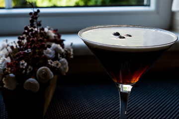 Wall Mural - Espresso Martini Cocktail with coffee beans.