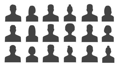 Wall Mural - male and female head silhouettes avatar, profile icons. vector illustration