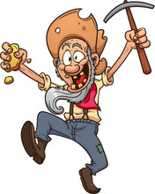 Happy Cartoon Miner. Vector Clip Art Illustration With Simple Gradients. All In A Single Layer. 