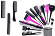 © 9dreamstudio - Combs and hairdresser tools in beauty salon on white background top view