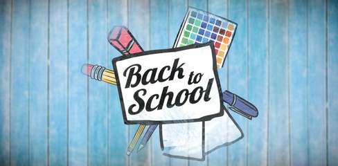 Canvas Print - Composite image of back to school text on paper with pen