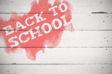 Poster - Composite image of back to school text on green and blue splash