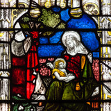 Fototapeta Młodzieżowe - Bath Abbey Perpendicular Gothic Window Close up D Stained Glass