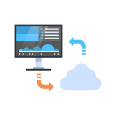 Wall Mural - cloud data synchronization icon computer connection database access synchronize technology vector il