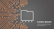 Database Over Computer Chip Moterboard Background Data Center System Concept Banner Vector Illustration
