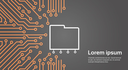Wall Mural - database over computer chip moterboard background data center system concept banner vector illustrat