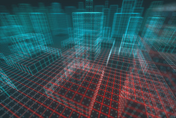 Wall Mural - abstract 3d illustration, conceptual image of structure and connections.