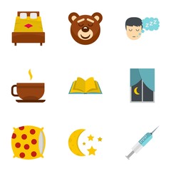 Poster - Sleeping icon set, flat style