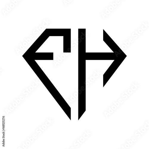 Initial Letters Logo Fh Black Monogram Diamond Pentagon Shape Buy