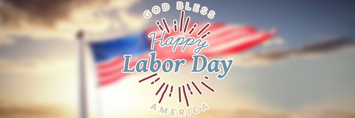 Sticker - Composite image of digital composite image of happy labor day an