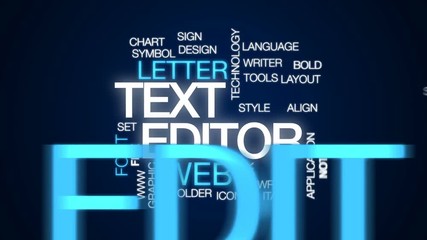 Wall Mural - text editor animated word cloud, text design animation.