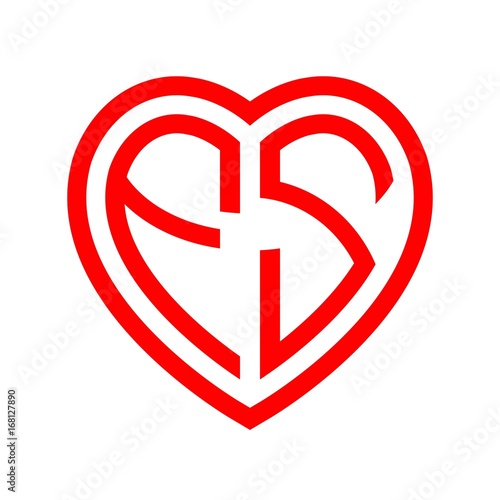 Initial Letters Logo Fs Red Monogram Heart Love Shape Buy This