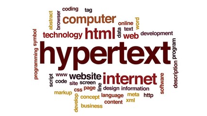 Wall Mural - hypertext animated word cloud, text design animation.