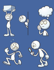 Generic cartoon character performing different actions. Vector clip art illustration with simple gradients. Each on a separate layer. 