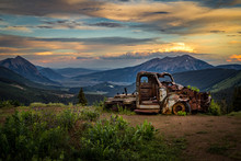 Old Truck Overlooking Crested Butte Sunset