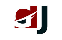 GJ Red Negative Space Square Swoosh Letter Logo