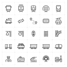 Icon Set – Train And Transport Vector Illustration