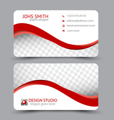 Business card. Design set template for company corporate style. Vector illustration. Red and orange color.