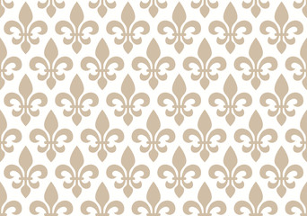 Canvas Print - beige and white seamless floral pattern with royal lily