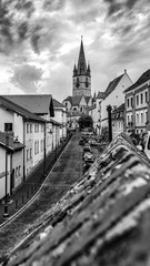 Panoramic view of the historical center of Sibiu, the most beautiful town of Romania