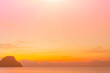 Wall Mural - morning sunrise on the east coast of thailand is the day where the sky looks bright and colorful.