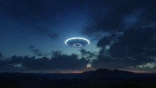 3D UFO Over The Mountains