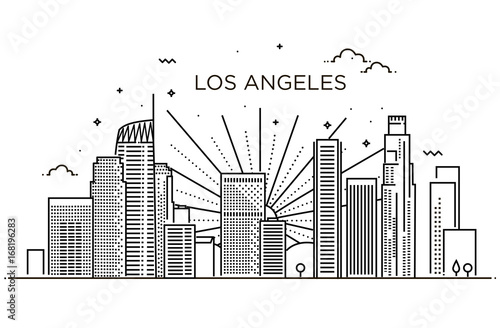Dekoracja na wymiar  sztandar-miasta-los-angeles-w-modnym-stylu-plaskiej-linii-grafika-liniowa-miasta-los-angeles