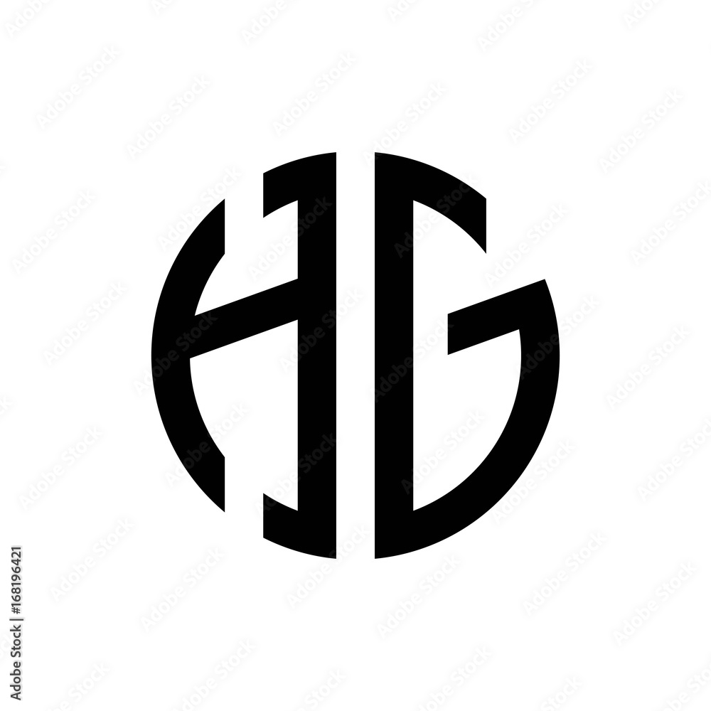initial letters logo hg black monogram circle round shape vector Stock ...