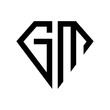 initial letters logo gm black monogram diamond pentagon shape