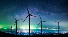 Eco Power. Wind Turbines Generating Electricity