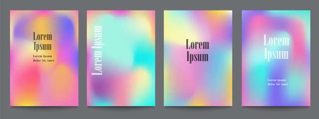 Canvas Print - vector set of template with bright holographic backgrounds