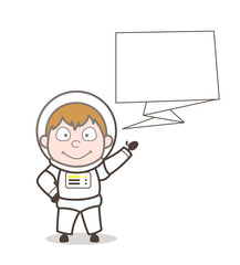 Wall Mural - Cartoon Astronaut Showing a Speech Bubble Banner Vector