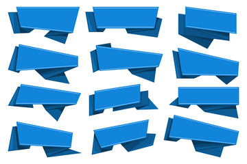 Poster - Blue origami ribbons set