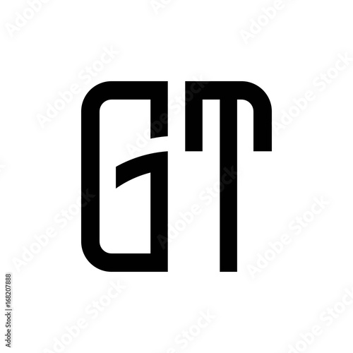 Download initial letters logo gt black monogram square rounded ...